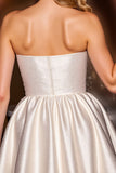Ivory Satin A Line Strapless Short Party Dress