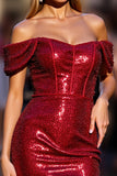 Sparkly Dark Red Sequins Corset Short Prom Dress