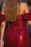 Sparkly Dark Red Sequins Corset Short Prom Dress