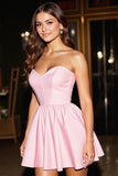 Pink Sweetheart Corset A Line Short Prom Dress