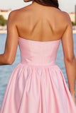 Pink Sweetheart Corset A Line Short Prom Dress