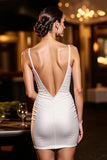 Ivory Spaghetti Straps Bodycon Cocktail Dress