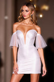 White Off The Shoulder Bodycon Cocktail Dress