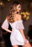 White Off The Shoulder Bodycon Cocktail Dress