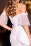 White Off The Shoulder Bodycon Cocktail Dress