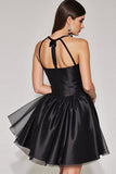 Halter Black A Line Keyhole Short Prom Dress