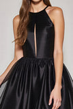 Halter Black A Line Keyhole Short Prom Dress
