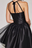 Halter Black A Line Keyhole Short Prom Dress