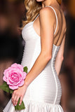White Bodycon Short Graduation Dress with Ruffles