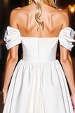 Off The Shoulder A Line White Short Prom Dress