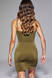 Army Green Bodycon Spaghetti Straps Cocktail Dress