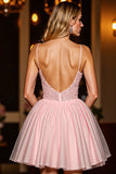 A Line Corset Mini Blush Short Prom Dress