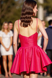 A Line Red Spaghetti Straps Mini Cocktail Dress