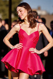 A Line Red Spaghetti Straps Mini Cocktail Dress