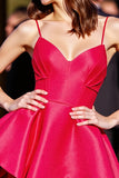 A Line Red Spaghetti Straps Mini Cocktail Dress