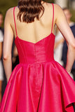 A Line Red Spaghetti Straps Mini Cocktail Dress