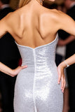 Silver Sweetheart Corset Short Prom Dress with Sequins