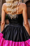 Black A Line Strapless Ruffled Short Prom Dress