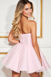 A Line Pink Sweetheart Mini Party Dress