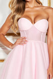 A Line Pink Sweetheart Mini Party Dress
