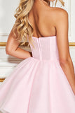 A Line Pink Sweetheart Mini Party Dress