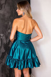 Sparkly Strapless A Line Dark Blue Cocktail Dress