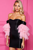 Black Off The Shoulder Bodycon Short Prom Dress