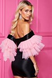 Black Off The Shoulder Bodycon Short Prom Dress