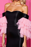 Black Off The Shoulder Bodycon Short Prom Dress