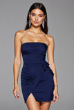 Bodycon Strapless Navy Short Prom Dress