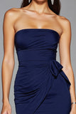 Bodycon Strapless Navy Short Prom Dress