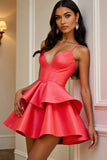 Orange A Line Spaghetti Straps Short Prom Dress