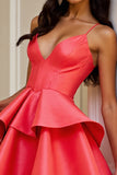 Orange A Line Spaghetti Straps Short Prom Dress