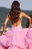 Sparkly Ruffled High Low Short Prom Dress with Sequins