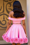 Off The Shoulder Two Piece Pink Short Prom Dress