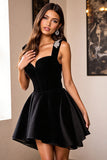 Black A Line Mini Cocktail Dress