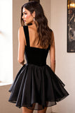 Black A Line Mini Cocktail Dress