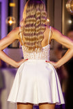 Corset White Appliqued Short Prom Dress