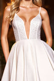 White Sequin A Line Short Prom Dress