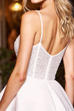 White Sequin A Line Short Prom Dress