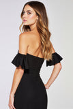 Black Bodycon Strapless Short Cocktail Dress with Sleeves