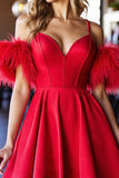 Red Corset Satin Short Prom Dress with Fringes