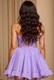 Sparkly Purple Sweetheart Corset Short Cocktail Dress