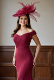 Burgundy Mermaid Off the Shoulder Mother of the Bride Dress