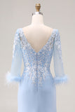 Sky Blue Mermaid Mother Of The Bride Dress With Appliques