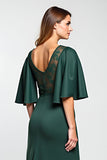 Pine Lace Knee Length Mother of the Bride Dress with Half Sleeves