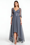 Steel Grey A Line Corset Mother Of The Bride Dress