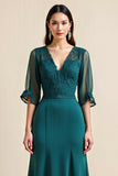 Blue A Line Appliqued Long Mother Of The Bride Dress