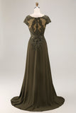 Olive A Line Satin Asymmetrical High Low Mother of the Bride Dress