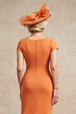 Orange Mermaid Ruched Long Mother Of The Bride Dress